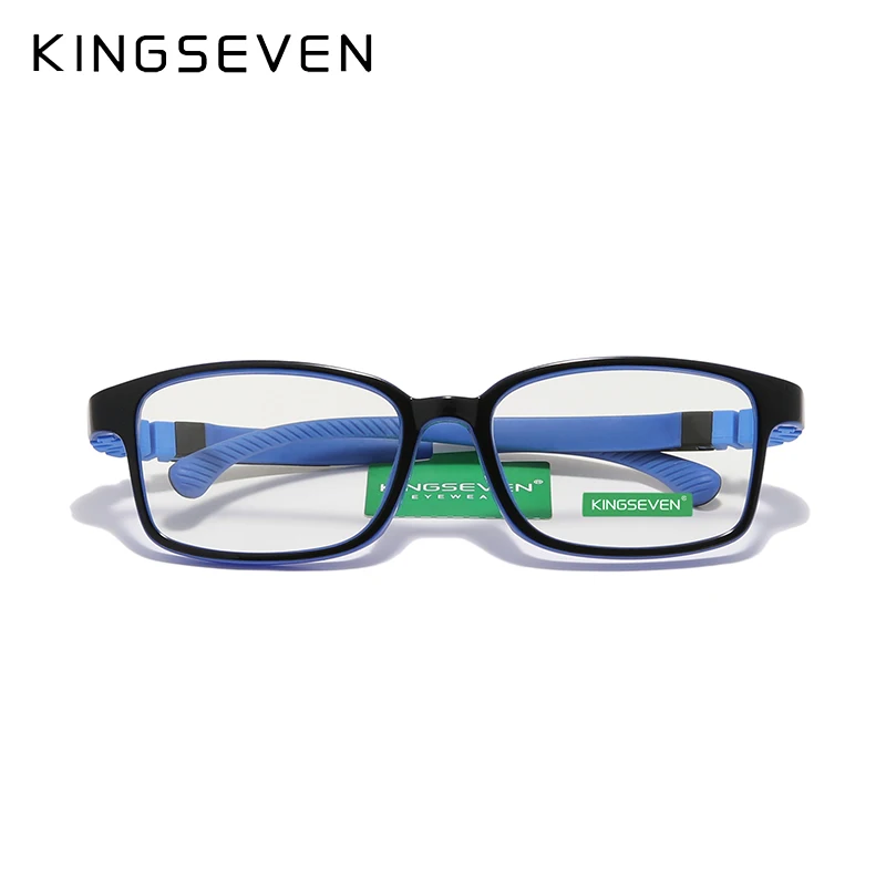 

KINGSEVEN Children L Size 50mm Anti-blue Square Blue Light Blocking Glasses Kids Boy Girls Computer Optical Frame UV400 Filter