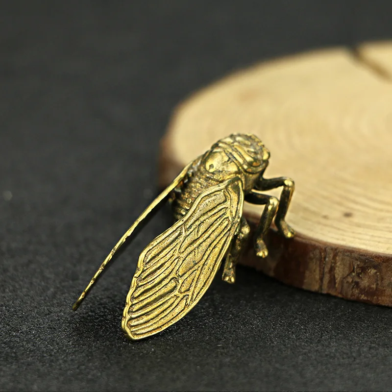 1* креативная фигурка ручной работы из чистой латуни Cicada, статуэтка животного, миниатюрная статуэтка, украшение для домашнего офиса