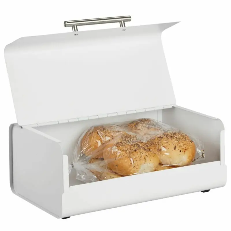 

Metal Kitchen Countertop Bread Box, Home Storage Bin - Matte White