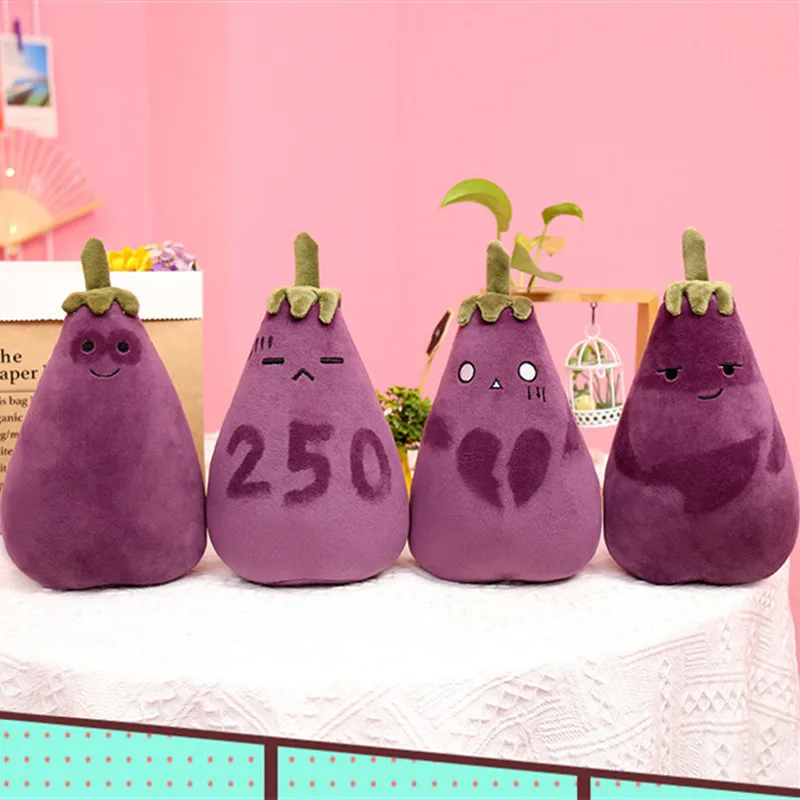 

25cm Eggplant Plush Doll Simulation Soft Cartoon Pillow Mood Version Eggplant Doll Toys for Children Birthday Christmas Gifts