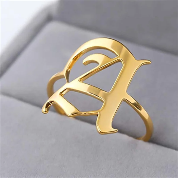 

European and American Stainless Steel Pattern Ring Couple Type Letter Ring Hip Hop Style Ring Valentine's Day Gift