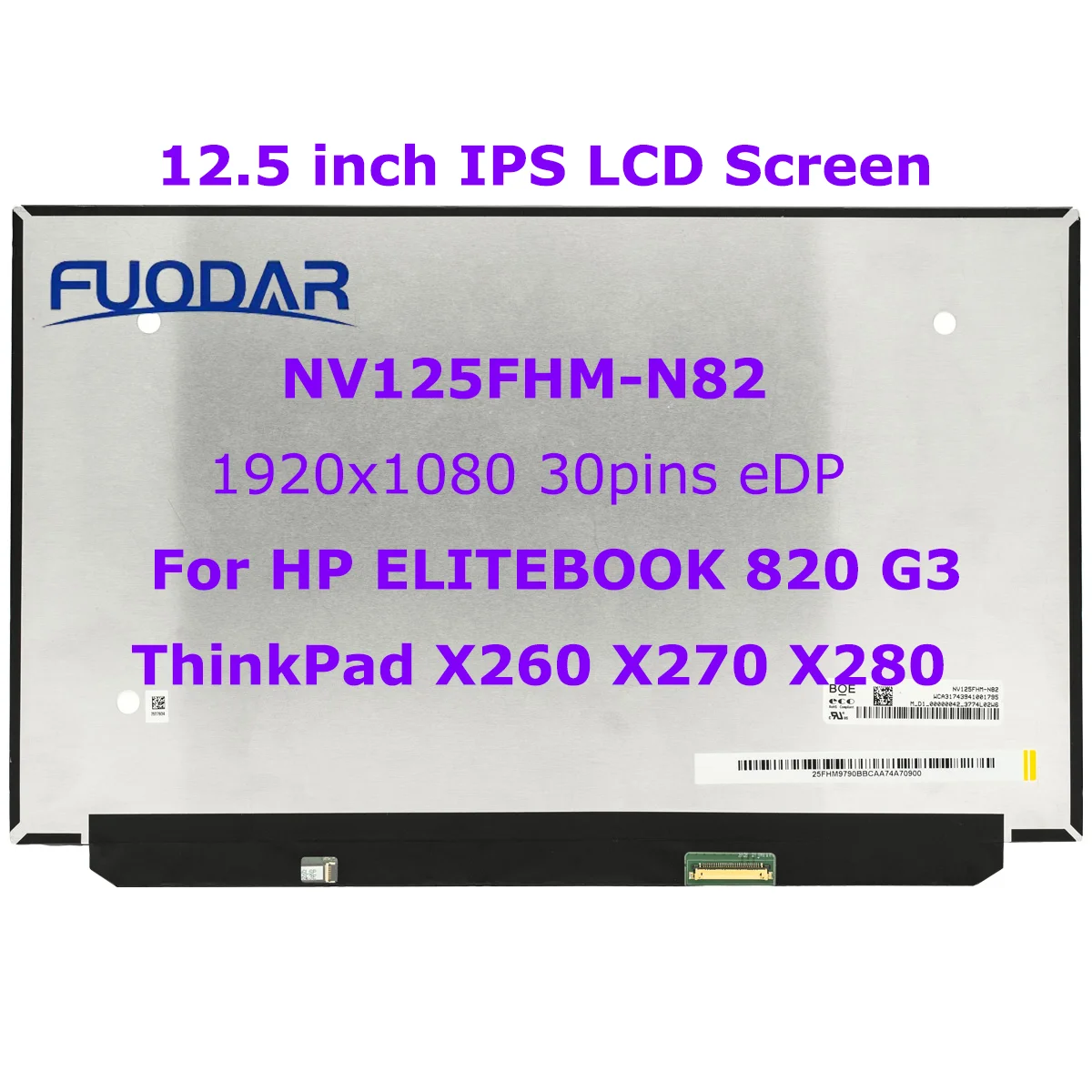 

12.5"IPS Panel 30pin Laptop LCD Screen NV125FHM-N82 NV125FHM-N84 For HP ELITEBOOK 820 G3 Lenovo X260 X270 X280 Slim LCD Display