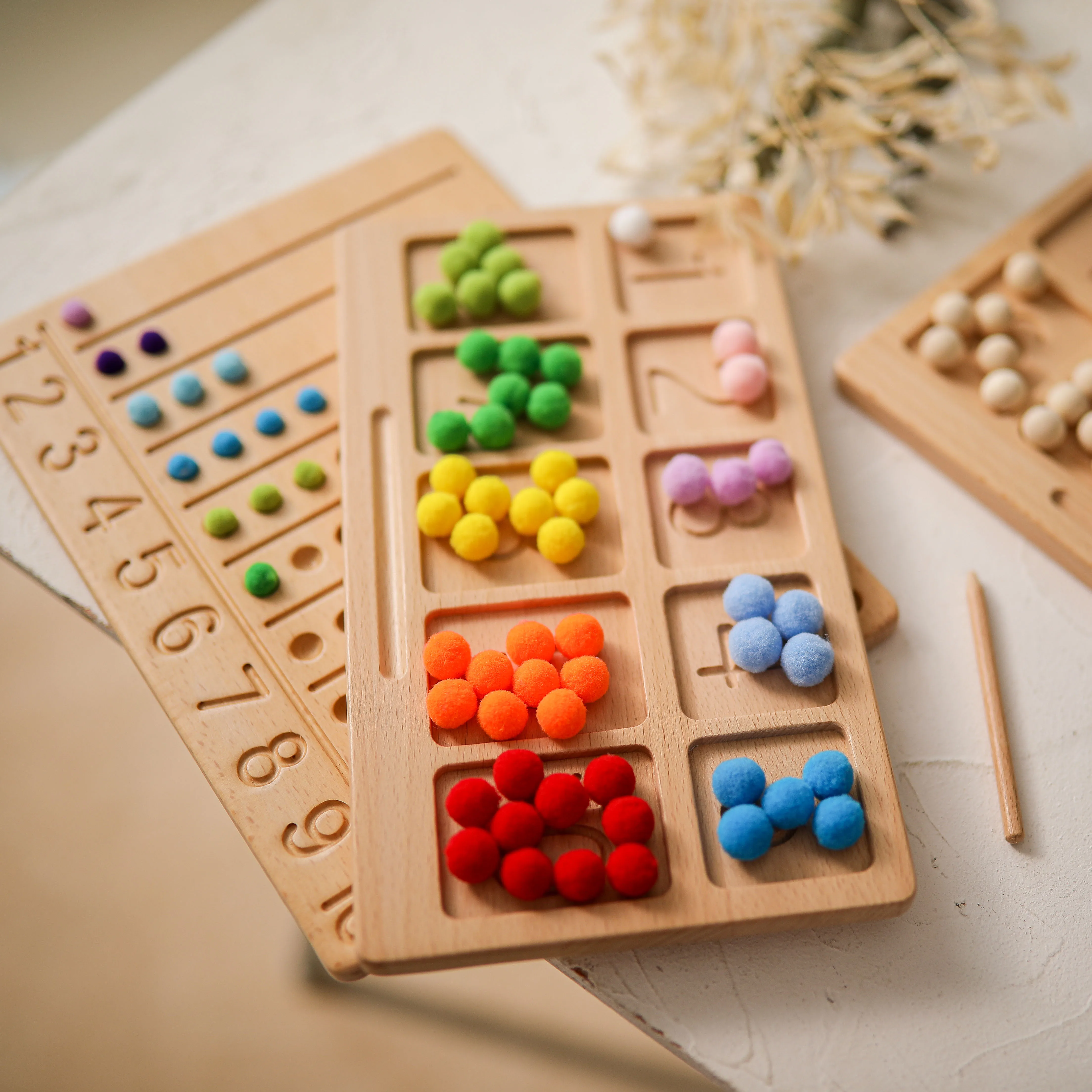 

1 Set Baby Wooden Montessori Toys Rainbow Board Sorting Sensory Wood Cognitive Learning Toys Clip Beads Games Gift for Kids