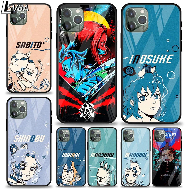 

Anime Demon Slayer Kimetsu no Yaiba For Apple iPhone 12 11 XS Pro Max Mini XR X 8 7 6S 6 Plus Tempered Glass Phone Case