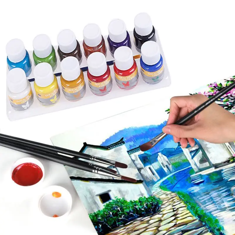 

12 Colors Acrylic Paint Set Art Supplies Paints for Canvas Crafts Non Toxic Vibrant Colors Quick Dry Painting Supplies