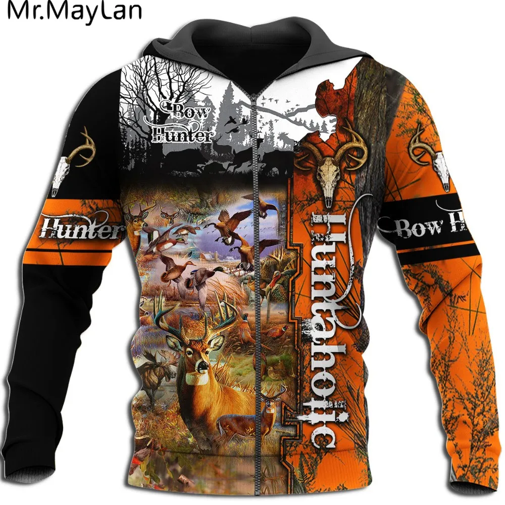 

Hipser Deer Hunting Camo 3D Print Men Hoodies/sweatshirt Harajuku Fashion Hooded Long Sleeve Pullovers Unisex Orange streetwear