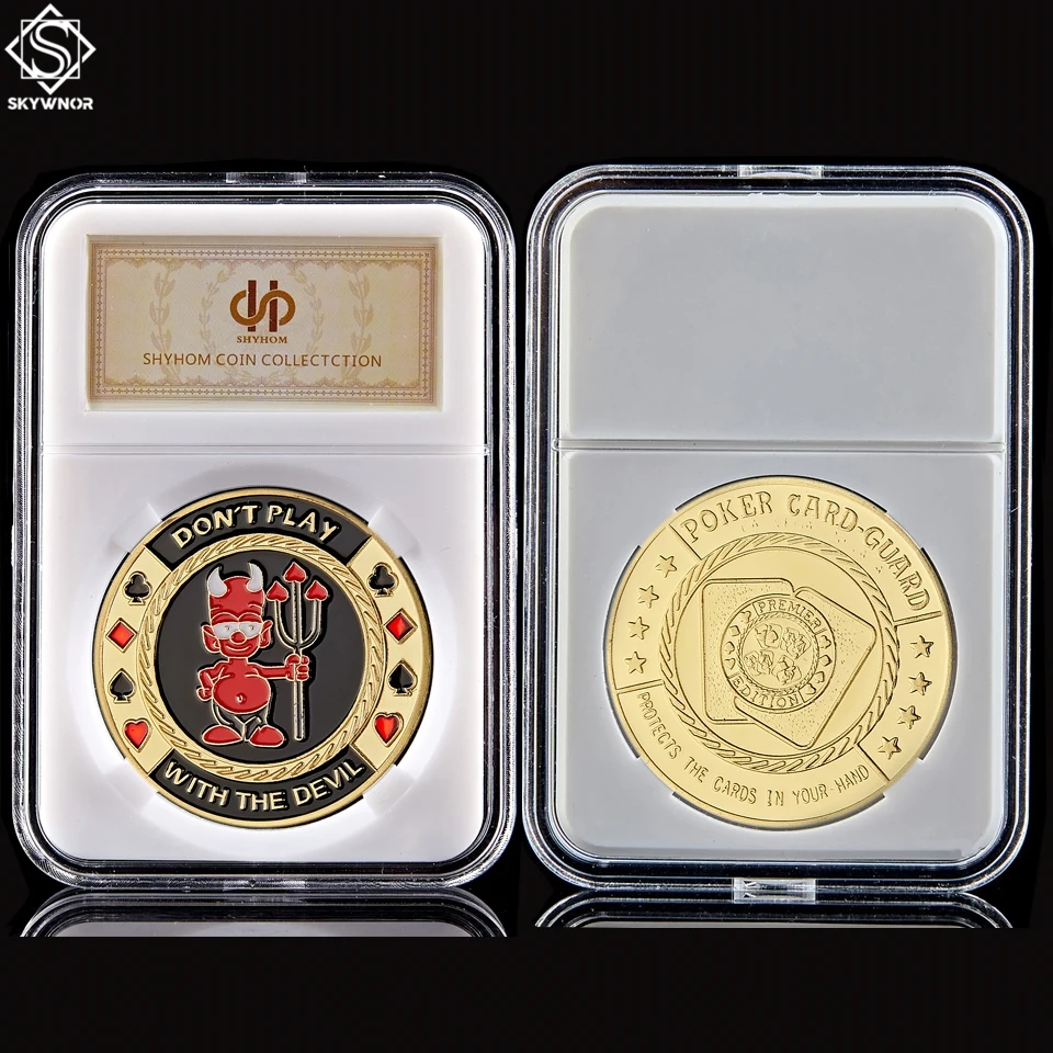 Покерный чип золотое покрытие для покерных карт Не играйте с чертком