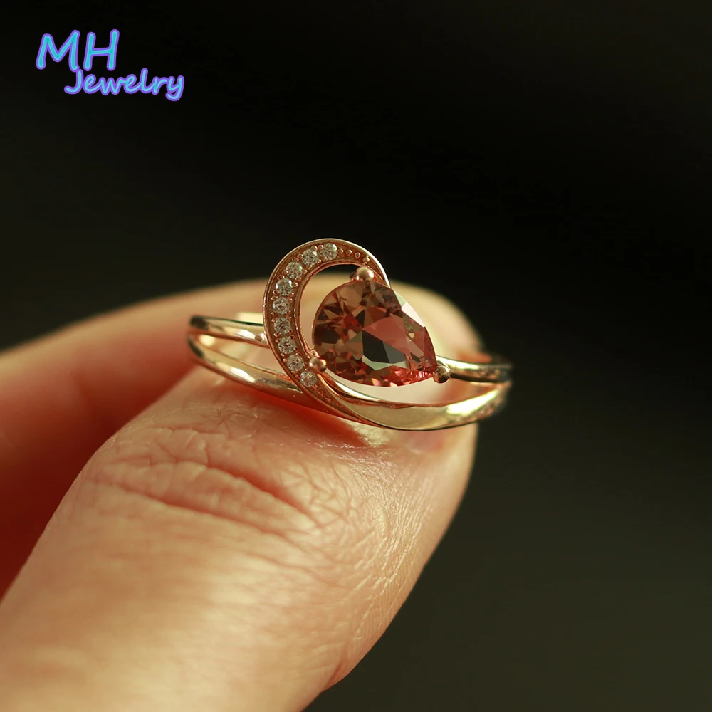 

MH Zultanite драгоценный камень классика груши 6*8 мм кольцо для Для женщин подарок Красный 925 пробы серебро Цвет изменения диаспоры камень, хорошее ювелирное изделие