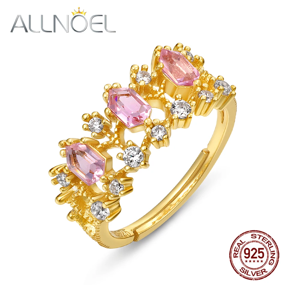 

Женское регулируемое кольцо ALLNOEL, розовое кольцо из стерлингового серебра 925 пробы в винтажном стиле, ювелирное изделие в подарок