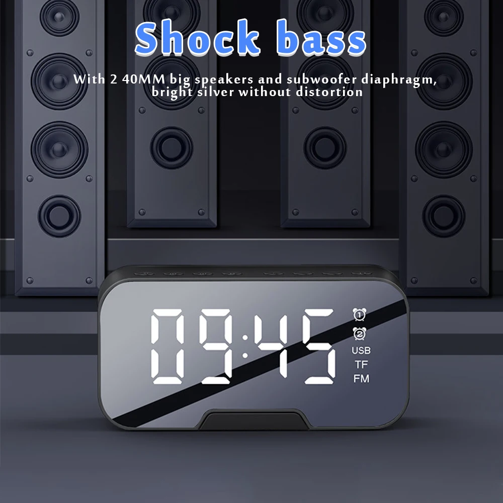 

Multifunction Alarm Clock Mirror LED Alarm Clock Multifunction Wireless Bluetooth Music Player Electronic Digital Alarm Clock