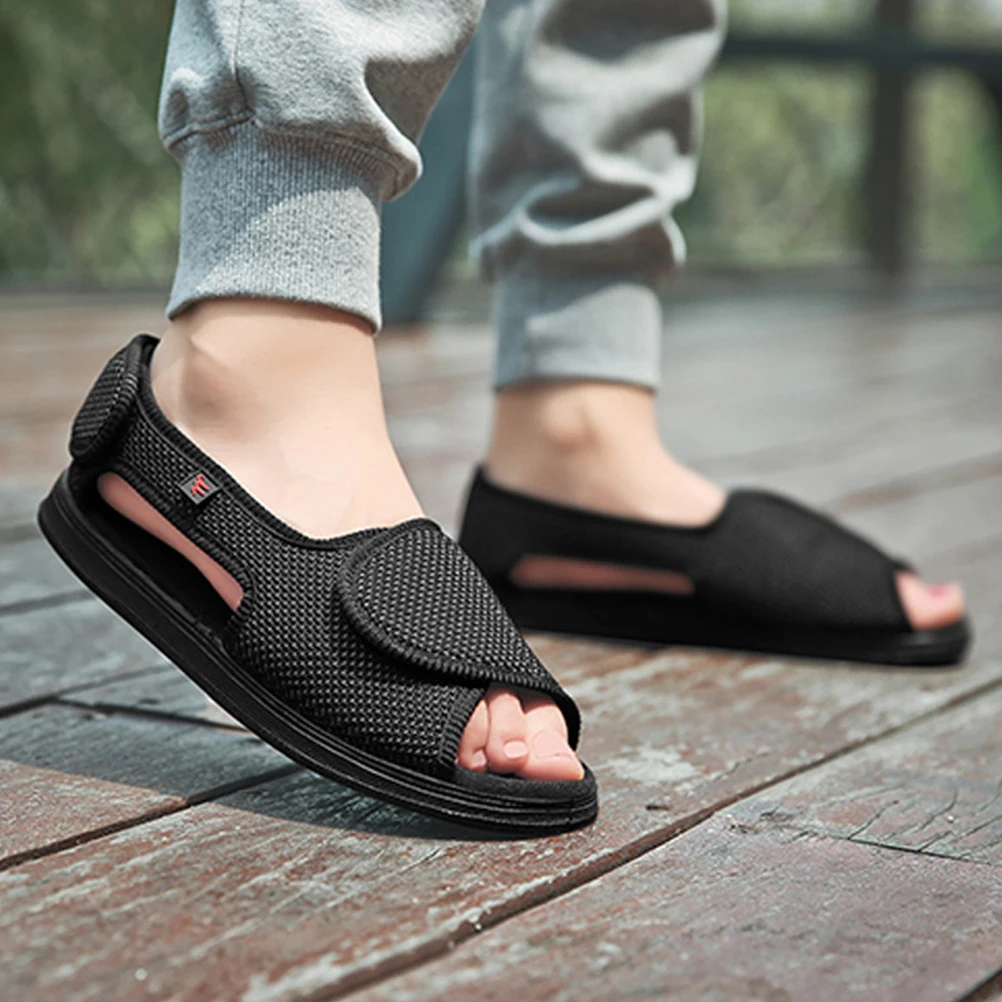 

1 Pair Mesh Cloth Shoes Adjustable Magical Sticker Shoes Indoor Floor Shoes Breathable Nursing Shoes for Men Women Wearing
