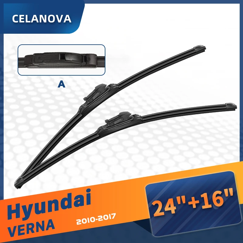 

CELANOVA Windshield Wiper Blade For Hyundai VERNA 2010-2017 24"+16" Frameless Windscreen Rubber wipers
