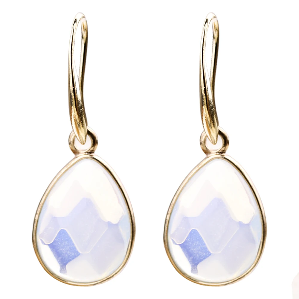 

Drop Shaped Opal Opalite Copper Edge Earrings