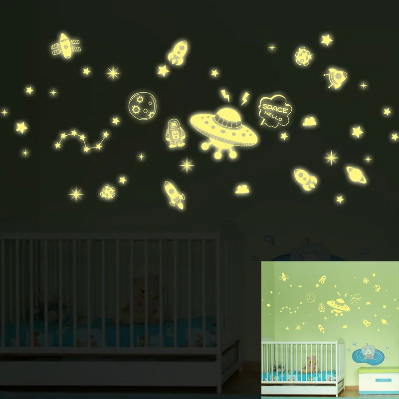 Световой Вселенной НЛО чужой настенные стикеры в виде звезд художественный