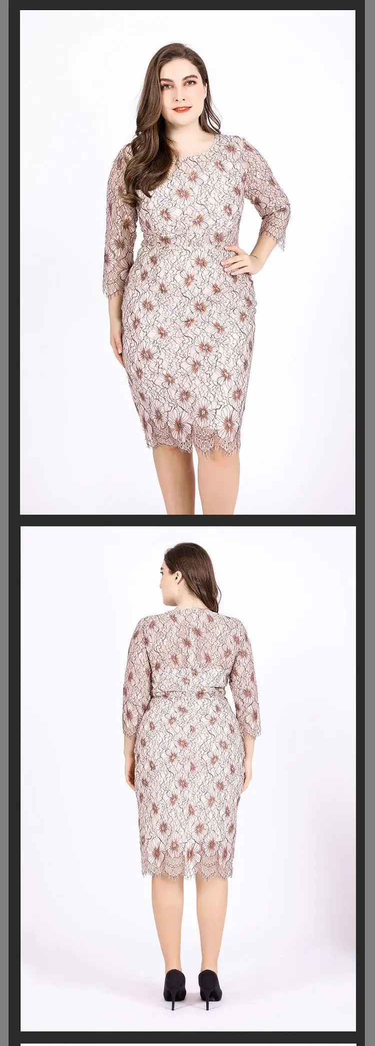 5XL 6XL размера плюс женское цветочное кружевное платье осень 4XL большой размер офисное женское платье элегантное женское облегающее длинное вечерние платья