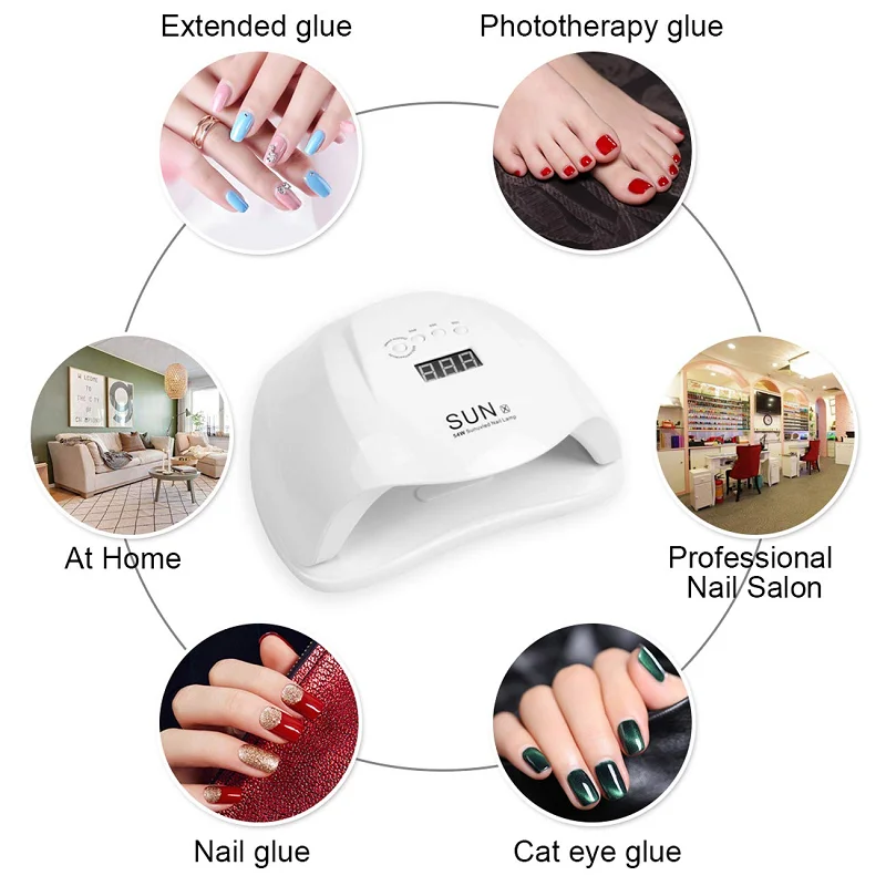 

SUNX 48/54W UV Lamp LED Nail Lamp Nail Dryer For All Gels Polish With Infrared Sensing 10s/30s/60s Timer Smart touch button