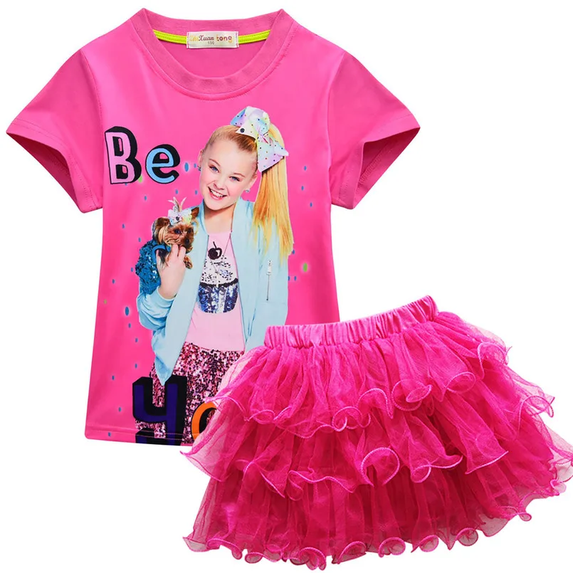 2019 г. Летний детский комплект одежды для девочек короткая футболка + платье