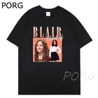 Футболка мужская оверсайз в стиле хип-хоп, хлопок, стиль Блэр Уолдорф, винтажная Повседневная модная Свободная рубашка, на лето