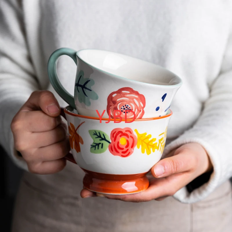 

450ml Big Mugs For Breakfast Cereal Milk Ceramic Tea Cups Kitchen Office Drinkware Coffee Water Tumbler Home Decor Creative Gift