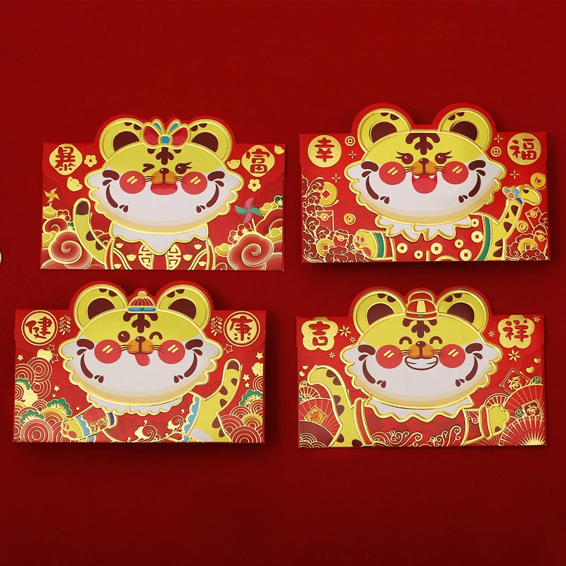 

4PCS 2022 Chinese Lucky Red Envelope Tiger Year Red Envelope New Year's Gift