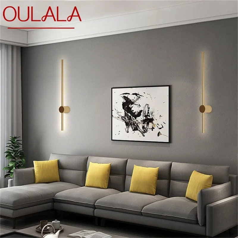 

Латунный настенный светильник OULALA в скандинавском стиле, современные золотые бра, простой светодиодный светильник для дома, гостиной
