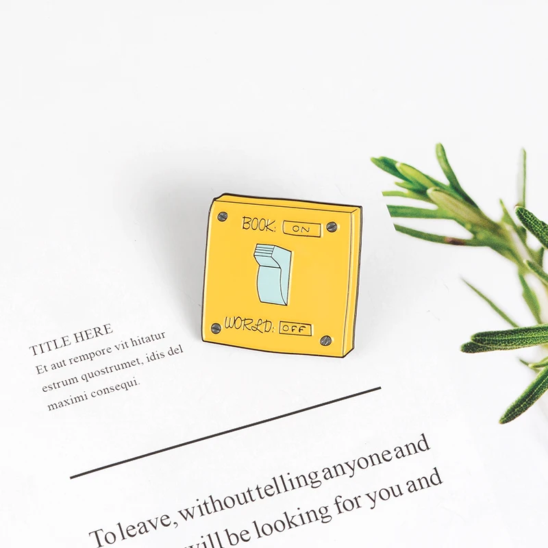 Веселый переключатель Металлические Булавки Книга на Мир Выкл Броши сумка с