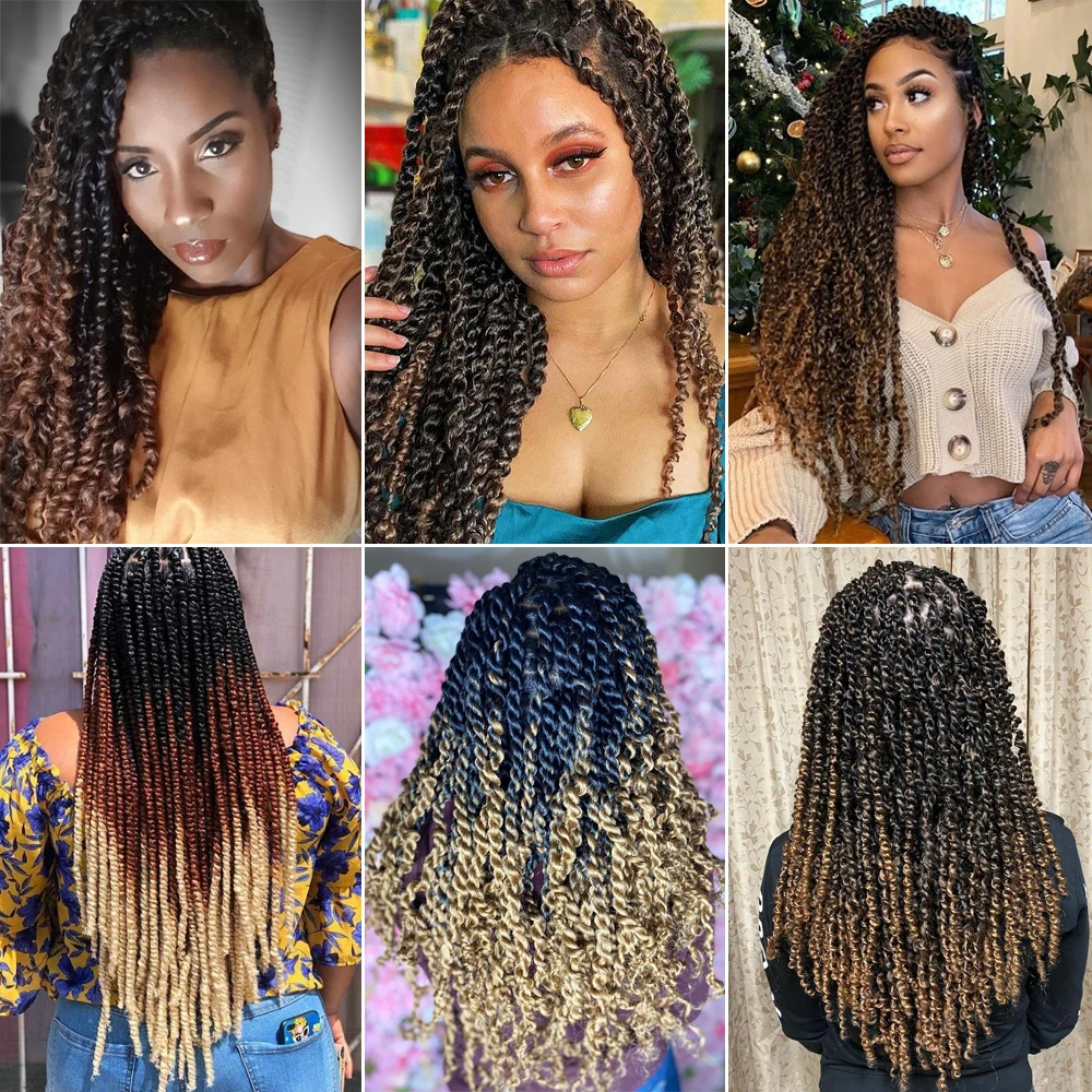 

Synthetic Crochet Braids Hair Passion Twist Hair 22 Inches Bohemian Water Wave Afro Kinky Twist Ombre Braiding Hair Products