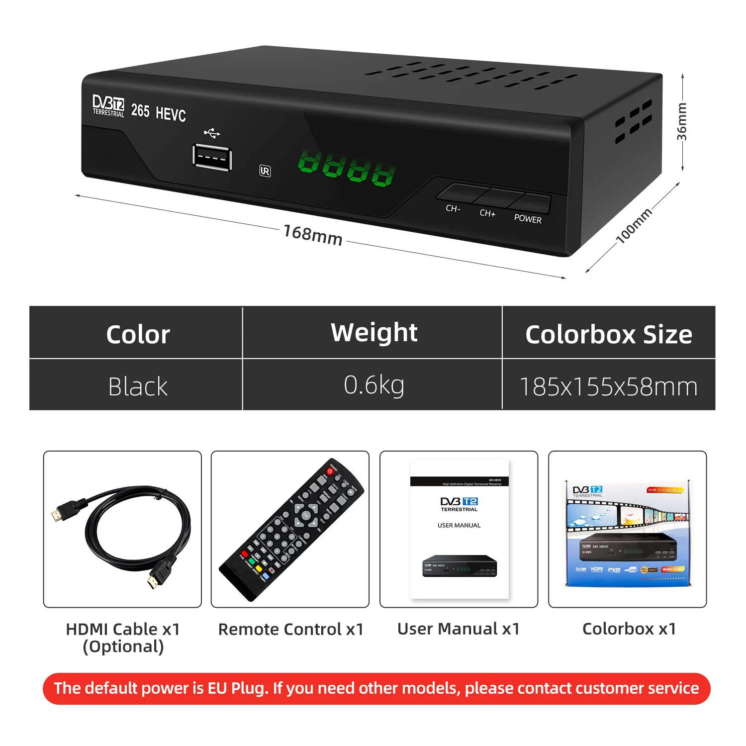 Digital Terrestrial TV Receiver DVB T2 Fully HD 1080P H.265 Tuner Receptor DVB-T Built-in RJ45 Lan Fast Shipping 2/3Day | Электроника