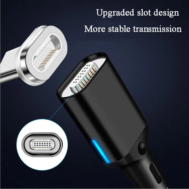 Магнитный кабель Micro USB-C со светодиодным индикатором для зарядки и передачи