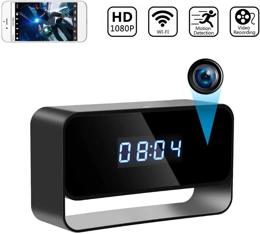 Мини камера 1080P часы беспроводная s HD Wi Fi функция ночного видения Оповещение об