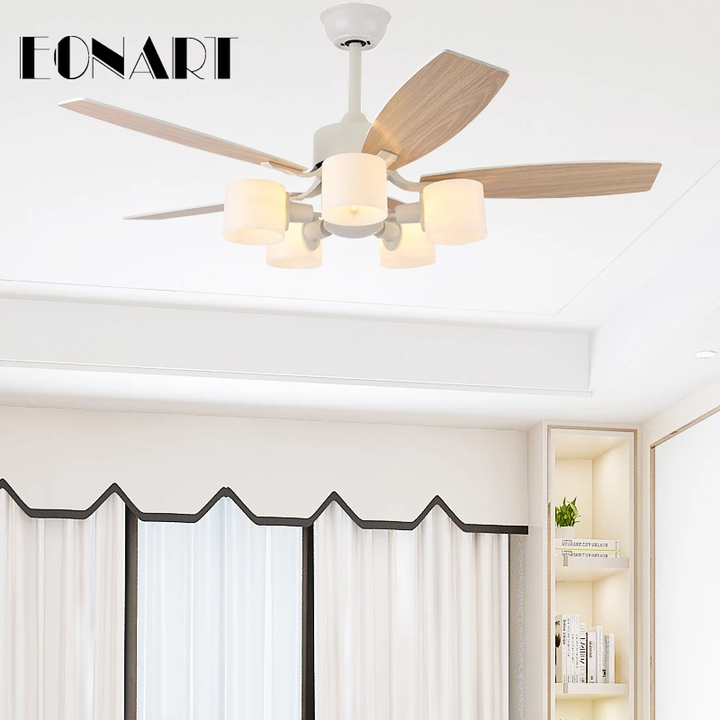 Современный потолочный вентилятор из фанеры 52 дюйма с лампой освещение на крыше