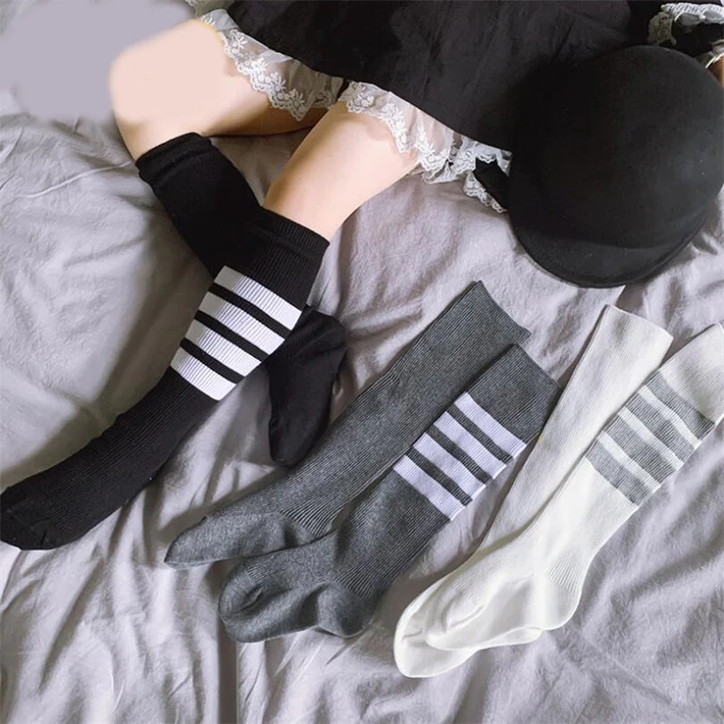 Детские Асимметричные Гольфы до колена с принтом в полоску для девочек | Мать и