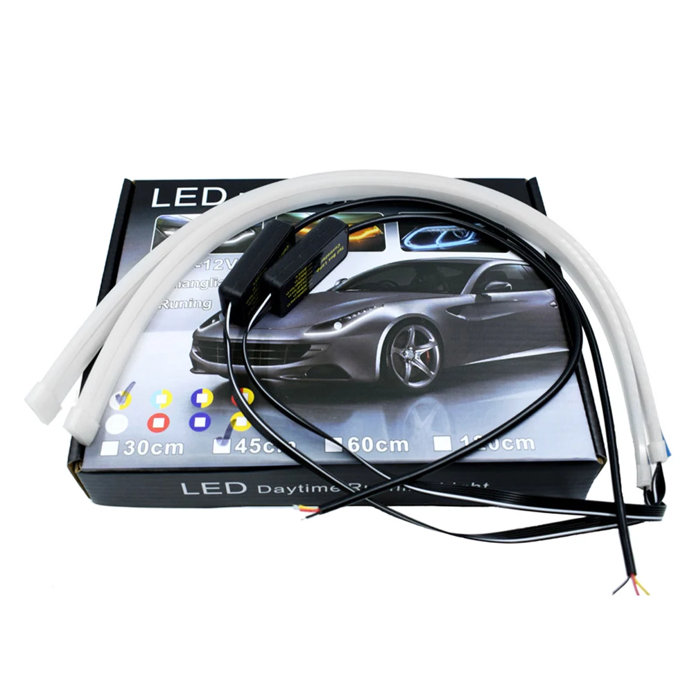 

2PCS Car Led Light Strip DRL Daytime Running Lamp Strips Flexible LED Auto Headlight Surface Decorative Lamp Turn Signal Lights