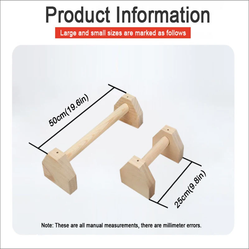 

Pushup Stands - Wooden Push Up Bars Gym Gear Equipment with Anti-Slid Mat Workout Solid Exercise Women Men Portable Fitness
