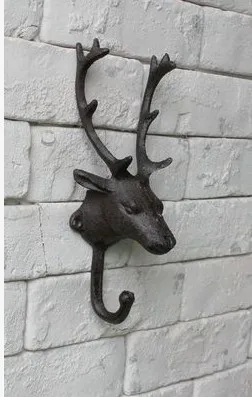 

Auspicious deer head European retro wrought iron deer head decoration hook coat hat hook shop bar wall decor home decor