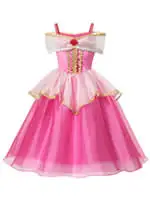 YOFEEL Aurora Dress Up Costumes for Girl Pink Sleeping Beauty Princess Costume Kids Christmas Party Birthday Fancy Dress