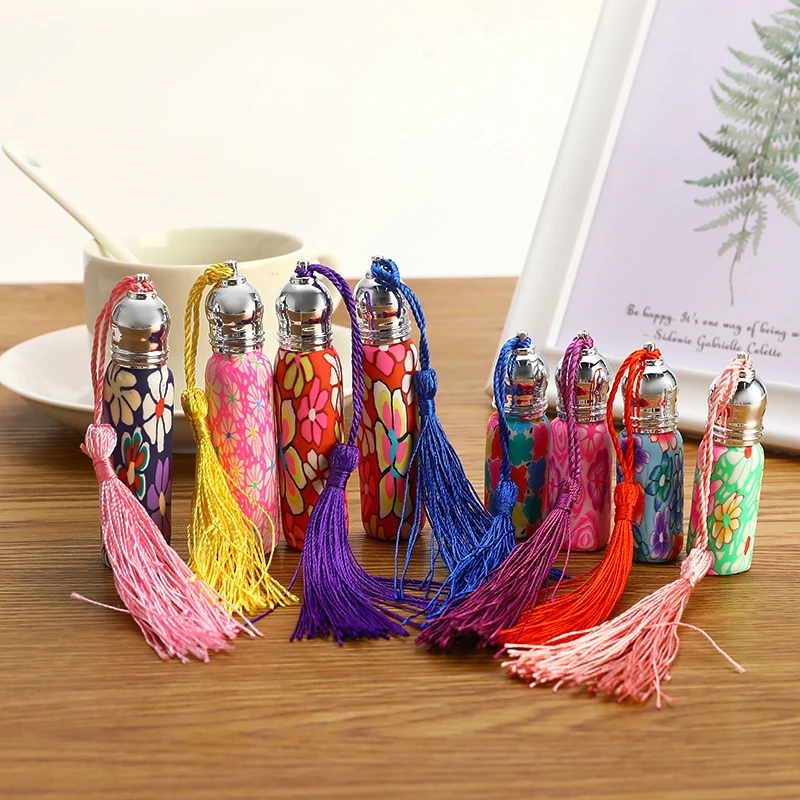 4pcs/set 6/10ml Portable Travel Glass Essential Oil Bottle Perfume With Ball Roller Many Patterns Sent At Random | Красота и здоровье