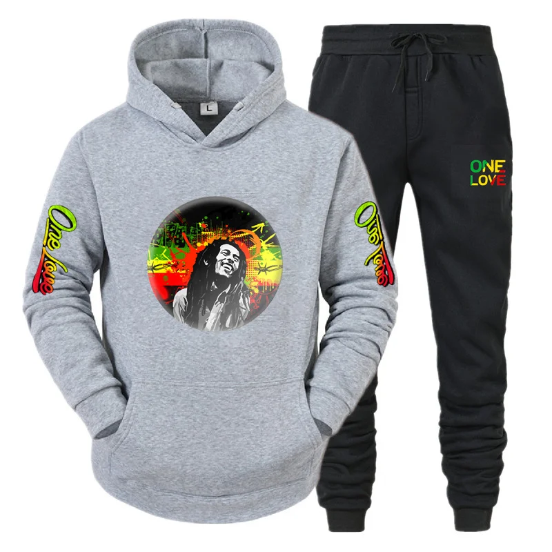 

Модный мужской костюм Боб Марли, толстовка One Love Rasta и спортивная одежда для бега, комплект унисекс спортивной одежды с длинным рукавом, комп...