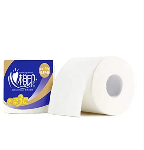 

Heart to heart printed roll paper 3 layers of soft 10 rolls of toilet paper wholesale Original wood household roll toilet paper
