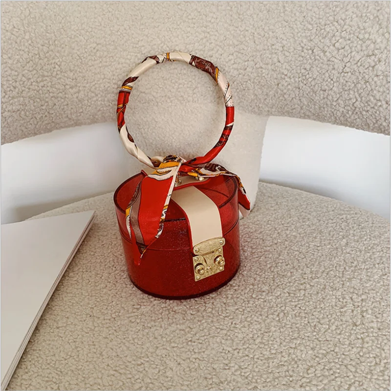 

Transparent MINI Tote Bags For Women 2021 Summer Fashion Acrylic Handbags Scarves Design Hand Bag Lady Cute Handbag