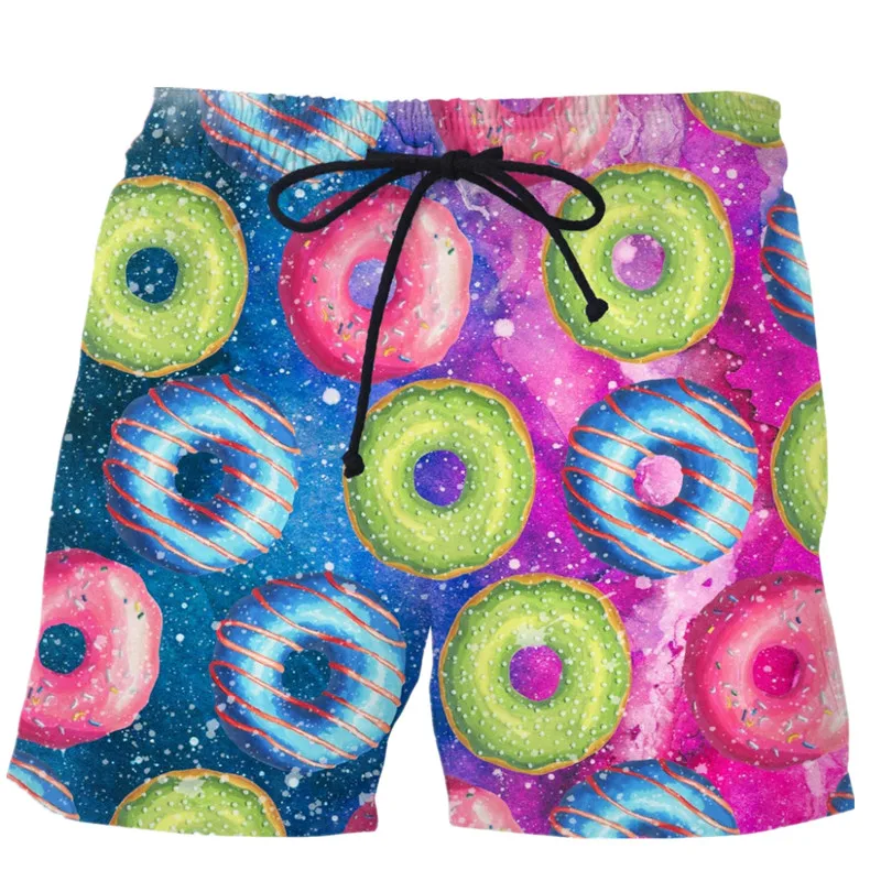 

Шорты мужские с эластичным поясом, уличные модные пляжные повседневные с принтом, супермилые с принтом космической еды, летние