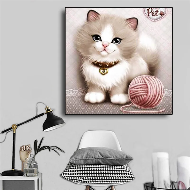 Miaodu DIY Алмазная картина животное серый Кот мозаика вышивка крестиком рукоделие