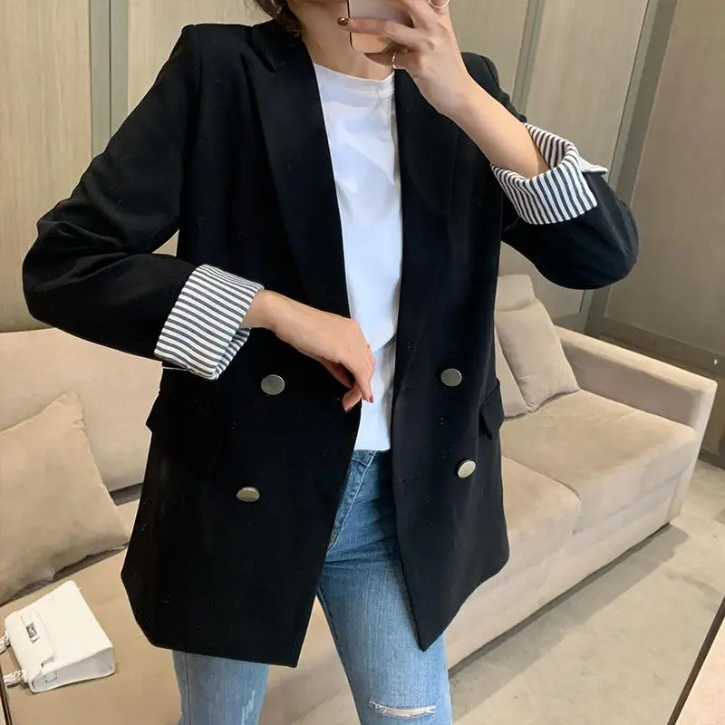 

net Real shot red black blazer coat women 2021 spring and Autumn New Korean leisure temperament suit top women