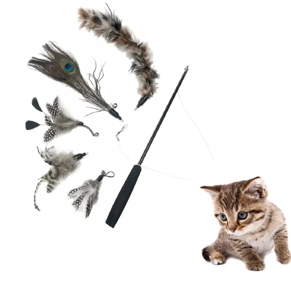 Интерактивные игрушки для кошек палочки игр палочка стрейч-удочки 5 шт. Набор