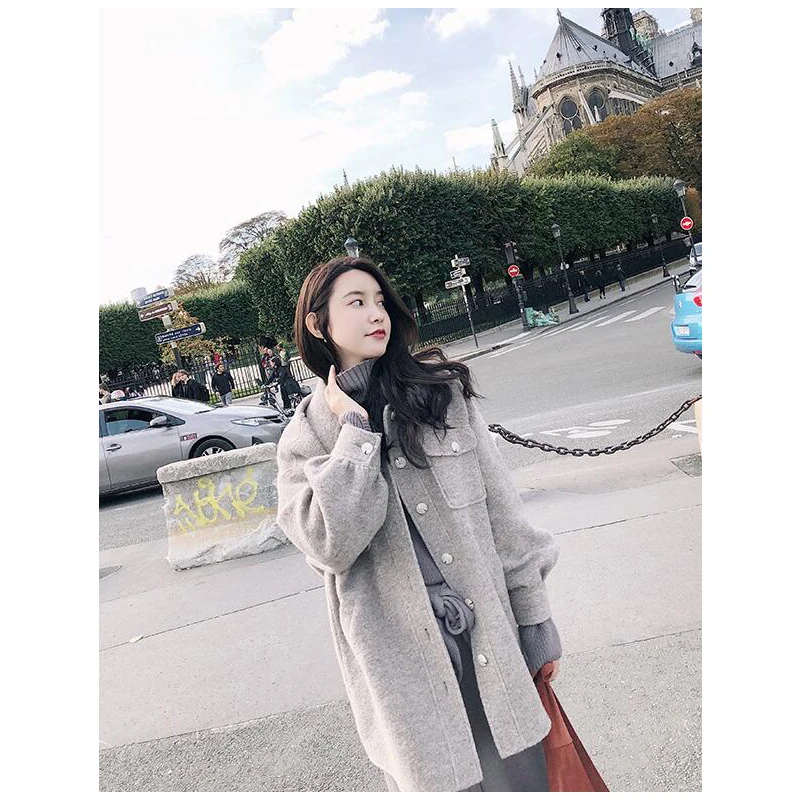 Женское шерстяное пальто средней длины Осень-зима 2019 | Женская одежда