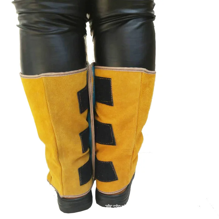 Hook And Loop Welding Leather Long Shoes Boots Fire Protection Welder Foot Cover Wear Insulation Safety | Безопасность и защита