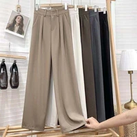 women high waist baggy pants vintage chic wide leg trousers zipper fly oversize plus size solid elegantes fashion office wear