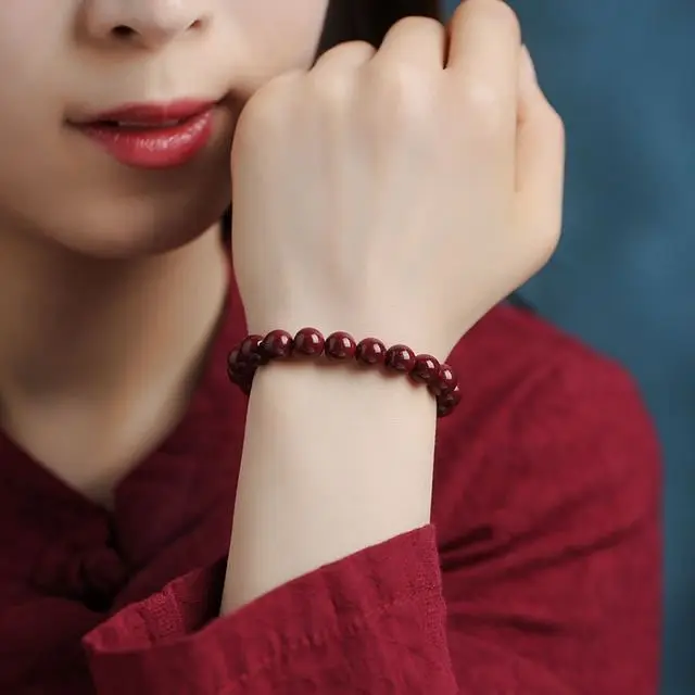 

Design High Content Cinnabar Bracelet Senior Carved Cinnabar Bracelet Men's and Women's Cinnabar Couple Single Circle Bracelet