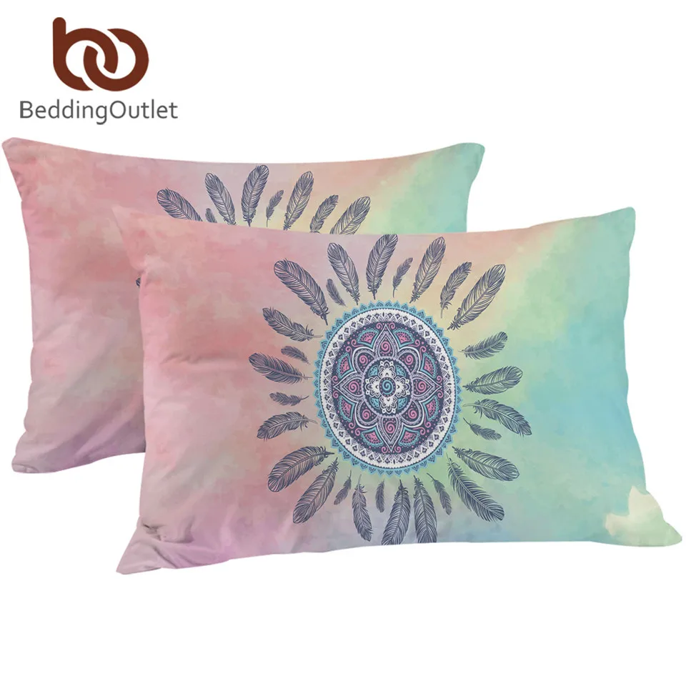 BeddingOutlet наволочка с рисунком Мандала розовый и синий пододеяльник в богемном