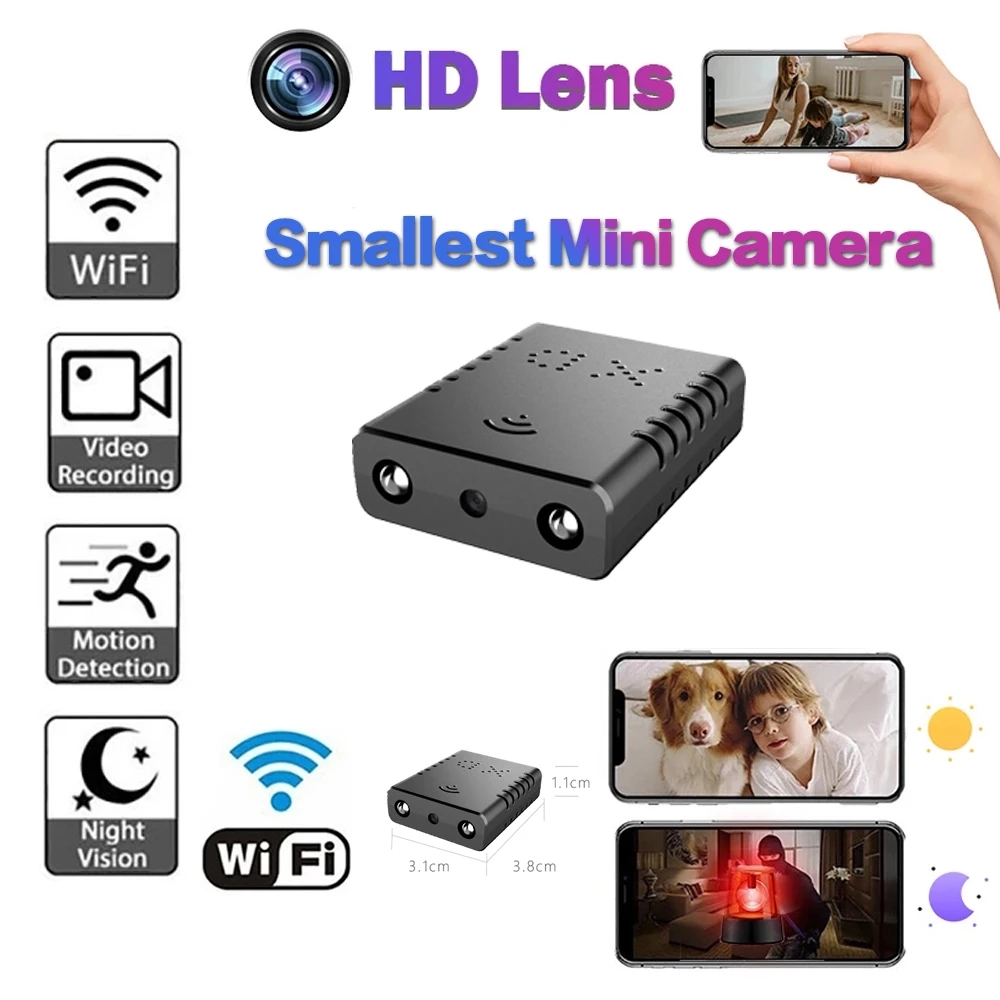 

Миниатюрная мини-видеокамера HD 1080P Wi-Fi XD с ночным видением, микро-камера с датчиком движения, DV DVR, камера безопасности со скрытой поддержкой ...